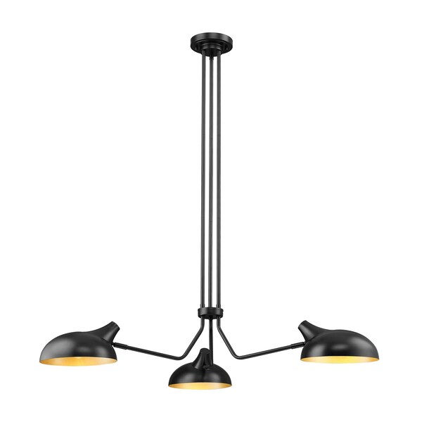 Z-Lite Bellamy Chandelier, 3-Light, 46 In.W x 46 In.L x 8.25 In.H, Matte Black/Matte Black Outer 1942-3MB - main